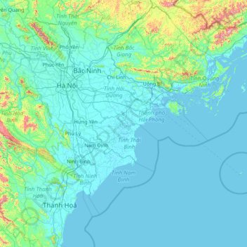 Topografische Karte Delta des Roten Flusses, Höhe, Relief