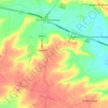 Topografische Karte Catworth, Höhe, Relief