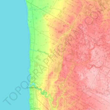 Topografische Karte Ashfield–Colborne–Wawanosh, Höhe, Relief
