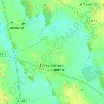 Topografische Karte Sainte-Colombe-la-Commanderie, Höhe, Relief