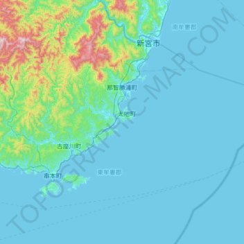 Topografische Karte Nachikatsuura, Höhe, Relief