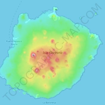 Topografische Karte Isla Floreana, Höhe, Relief