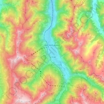 Topografische Karte Bad Hofgastein, Höhe, Relief