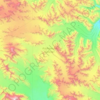 Topografische Karte Kaskawulsh Glacier, Höhe, Relief