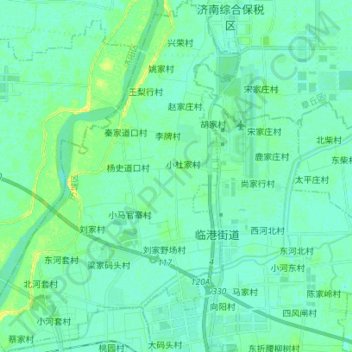 Topografische Karte Jinan City, Höhe, Relief
