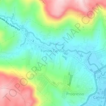 Topografische Karte Fundo Canoas, Höhe, Relief