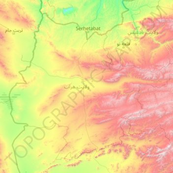 Topografische Karte Herat, Höhe, Relief