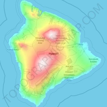 Topografische Karte Hawaiʻi, Höhe, Relief