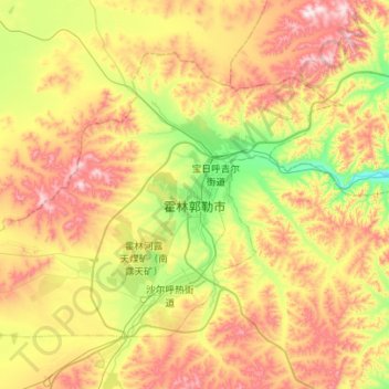 Topografische Karte Holingol City, Höhe, Relief