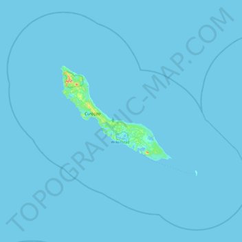 Topografische Karte Curaçao, Höhe, Relief