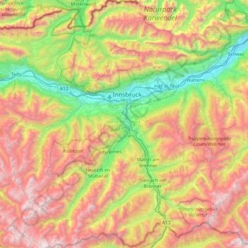 Topografische Karte Innsbruck-Land, Höhe, Relief