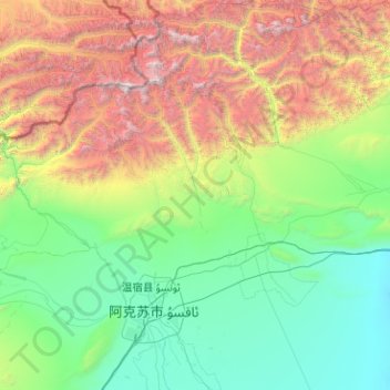 Topografische Karte Onsu County, Höhe, Relief