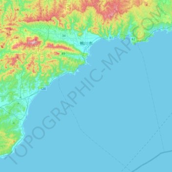 Topografische Karte Kamogawa, Höhe, Relief