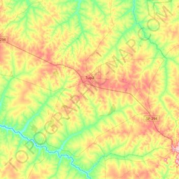 Topografische Karte Tupã, Höhe, Relief