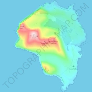 Topografische Karte Foula, Höhe, Relief
