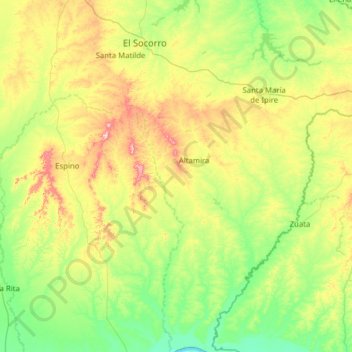 Topografische Karte Parroquia El Socorro, Höhe, Relief