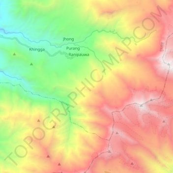 Topografische Karte Muktinath, Höhe, Relief