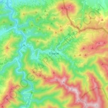 Topografische Karte Etxalar, Höhe, Relief