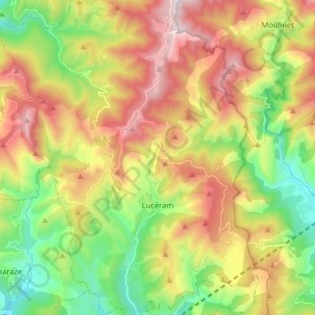 Topografische Karte Lucerame, Höhe, Relief