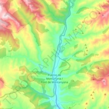 Topografische Karte Puente de Montañana, Höhe, Relief