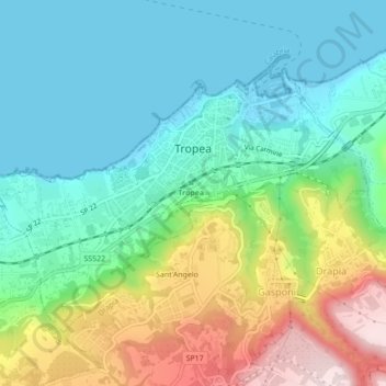 Topografische Karte Tropea, Höhe, Relief