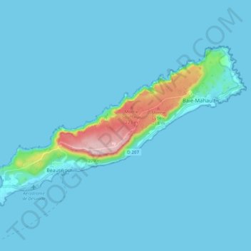 Topografische Karte Déziwad island, Höhe, Relief