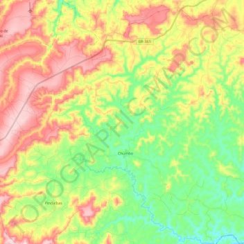 Topografische Karte Chumbo, Höhe, Relief