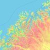 Topografische Karte Troms, Höhe, Relief