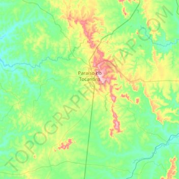 Topografische Karte Paraíso do Tocantins, Höhe, Relief