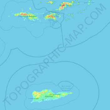 Topografische Karte Îles Vierges des États-Unis, Höhe, Relief