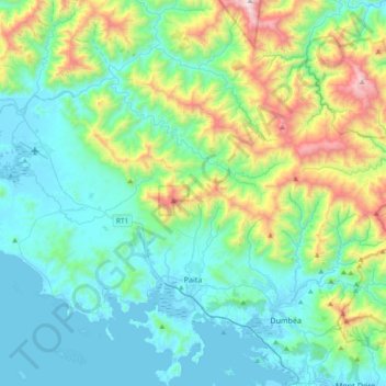 Topografische Karte Païta, Höhe, Relief