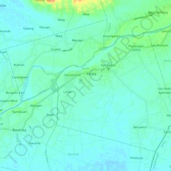 Topografische Karte Alcala, Höhe, Relief