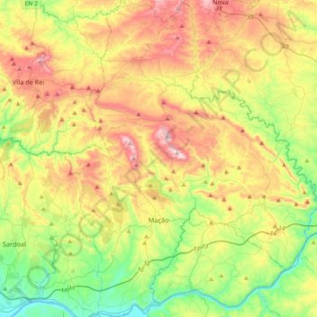 Topografische Karte Mação, Höhe, Relief