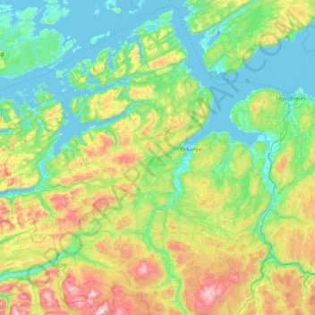 Topografische Karte Orkland, Höhe, Relief