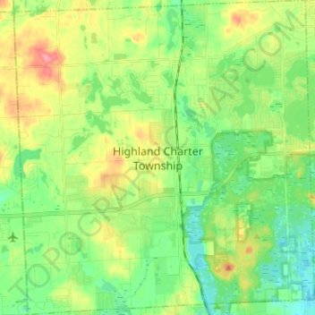 Topografische Karte Highland Charter Township, Höhe, Relief