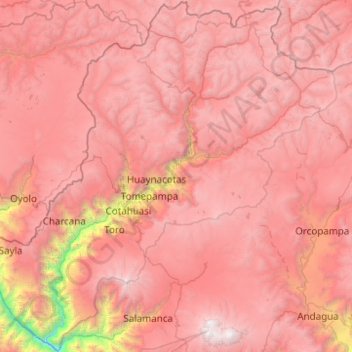 Topografische Karte Cotahuasi Subbasin Landscape Reserve, Höhe, Relief