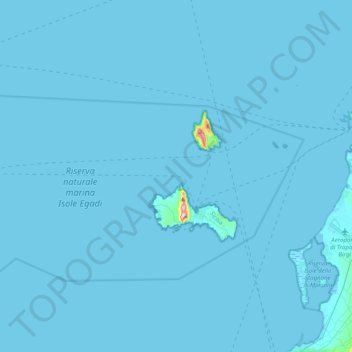 Topografische Karte Isole Egadi, Höhe, Relief