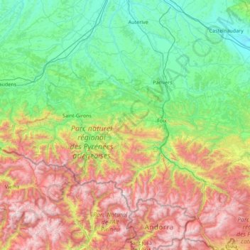 Topografische Karte Ariège, Höhe, Relief
