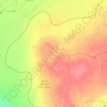 Topografische Karte Jaisalmer, Höhe, Relief