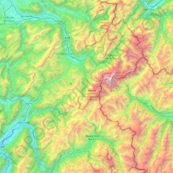 Topografische Karte Massif du Mont-Blanc, Höhe, Relief