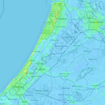 Topografische Karte Hoogheemraadschap van Rijnland, Höhe, Relief