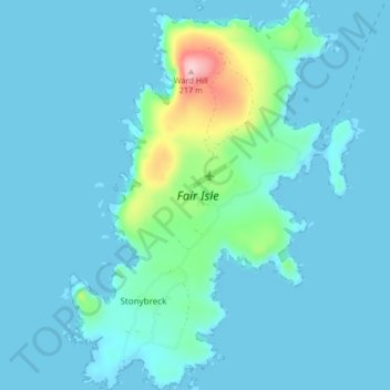 Topografische Karte Fair Isle, Höhe, Relief