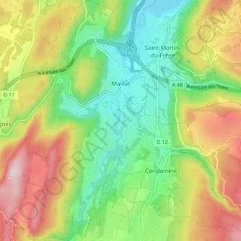 Topografische Karte Maillat, Höhe, Relief