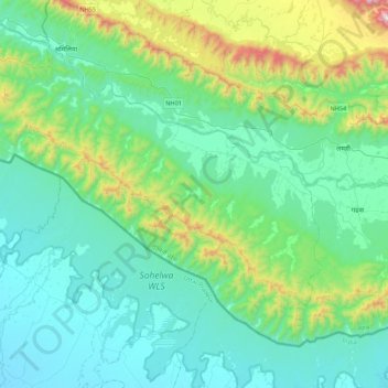 Topografische Karte Rajpur, Höhe, Relief