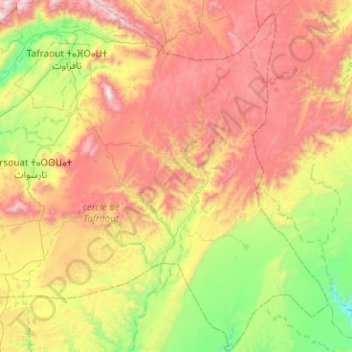 Topografische Karte Afella Ighir, Höhe, Relief