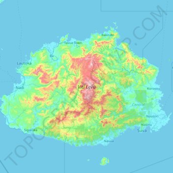 Topografische Karte Viti Levu, Höhe, Relief