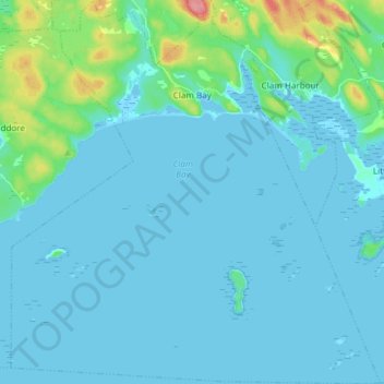 Topografische Karte Clam Bay, Höhe, Relief
