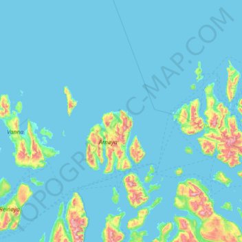 Topografische Karte Skjervøy, Höhe, Relief