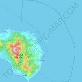 Topografische Karte Cajidiocan, Höhe, Relief