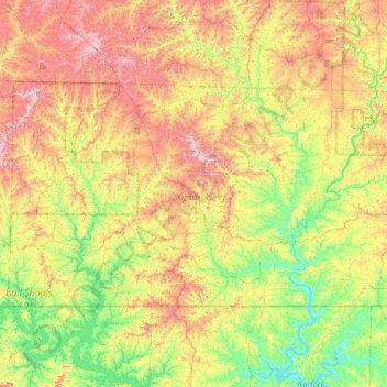 Topografische Karte Ozark County, Höhe, Relief
